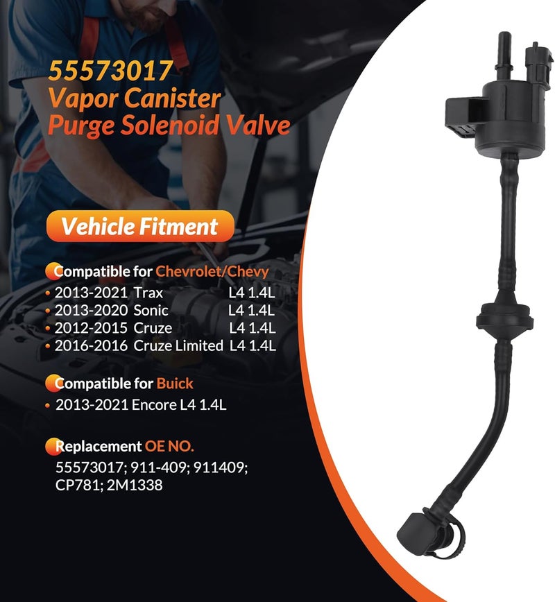 Mirthcos 55573017 911-409 Vapor Canister Purge Valve Solenoid EVAP Compatible with Chevy Cruze 2012-2015, Trax 2013-2021, Sonic 2013-2020 & Buick Encore 2013-2021 1.4L L4 - Image 3